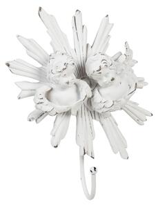 Biely antik nástenný háčik s anjelikmi - 15*5*23 cm - Clayre & Eef