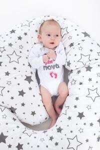 NEW BABY Univerzálny dojčiaci vankúš v tvare C New Baby hviezdy sivé