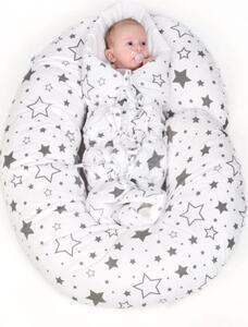 NEW BABY Univerzálny dojčiaci vankúš v tvare C New Baby sivý s bodkami
