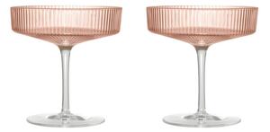 Ferm Living Poháre Ripple Champagne Saucer set 2ks, blush
