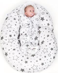Obliečka na dojčiaci vankúš v tvare C New Baby XL sivý s bodkami