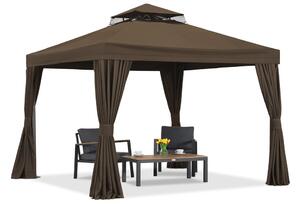 Hnedý záhradný pavilón so závesmi Valencia 3x3m Garden Point