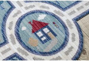 Detský kusový koberec Uličky v meste modrý 133x192cm