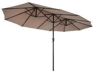 Outsunny dvojitý slnečník s ručnou kľukou, 455 x 270 cm, kávovo hnedý