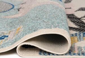 Detský kusový koberec Sovy krémovo modrý 2 140x200cm
