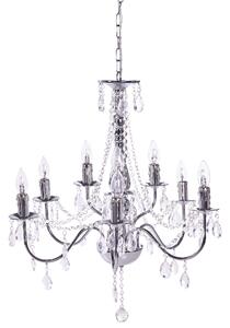 Luster strieborný akrylový krištáľový na 8 žiaroviek osvetlenie glamour štýl obývacia izba jedáleň spálňa