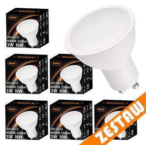 Sada 6 LED žiaroviek GU10 3W 250lm 4000K - neutrálna biela