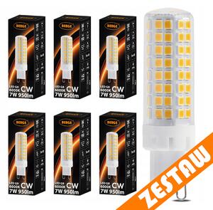 SADA 6 x G9 LED žiarovka 7W 950lm 6000K - studená biela