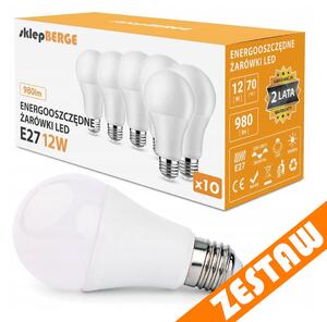 BERGE SADA 10x LED žiarovka E27 A60 12W 980lm - neutrálna biela