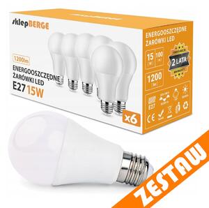 SADA 6x LED žiaroviek E27 A60 15W 1200lm 3000K - tepla biela