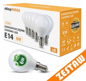 SADA 6x LED žiarovka E14 G45 7W 590lm - teplá biela