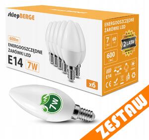 SADA 6x LED žiarovka E14 7W 600lm Neutrálna farba 4500K Denné svetlo C37