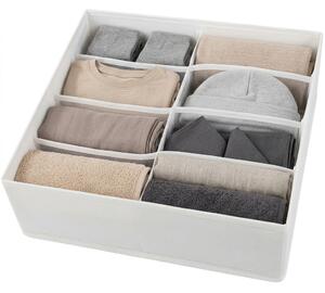 VERK GROUP Organizér na oblečenie a spodnú bielizeň, 8 priehradiek, biely, 32 x 32 x 10 cm