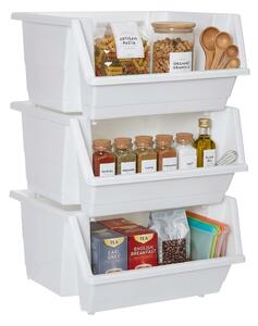 5Five® Sada 3 stohovateľných úložných boxov, STACKEO - biela