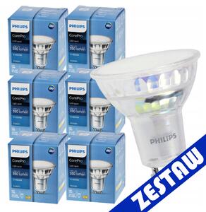 SADA 6 LED žiaroviek PHILIPS GU10 4,9W 550lm - studena biela