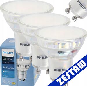 SADA 3x žiarovka Philips GU10 4,9W 550lm 112lm/W 3000K EyeComfort CorePro
