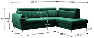 TEMPO Rozkladacia sedacia súprava, smaragdová, pravá, KORIO L
