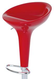 Barová stolička v kombinácii červeného plastového sedadla s chrómovou nohou (a-9002 červená)