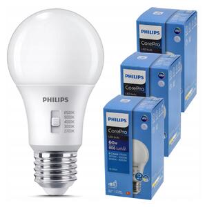 PHILIPS 3x stmievateľná LED žiarovka E27 8W 806lm 5CCT CorePro 2700K - 6500K