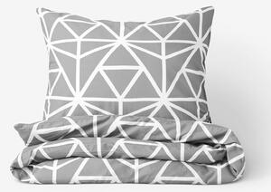 Goldea bavlnené posteľné obliečky - biele geometrické tvary na sivom 140 x 220 a 70 x 90 cm