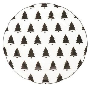 Krémový porcelánový dezertný tanierik so stromčekmi X-Mas Tree - Ø 15*1,5 cm - Housevitamin