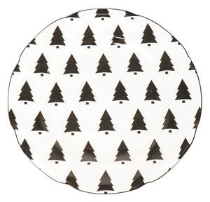 Krémový porcelánový dezertný tanierik so stromčekmi X-Mas Tree - Ø 20*1,5 cm - Housevitamin