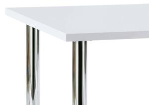Moderný obdĺžnikový stôl biely vo vysokom lesku s chrómovými nohami (a-1914B biely)