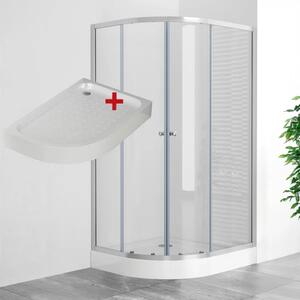 POINT AS LOR 100x80 Clear Pravý Asymetrický sprchovací kút s akrylátovou vaničkou