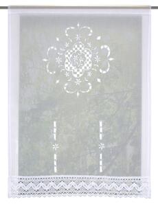 Home Wohnideen Záclona vitrážová, vyšívaná s čipkou, ľanová štruktúra, Rokaj, Biela Rozmer textilu: 100 cm (V), 60 cm (Š)