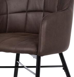 Moderná jedálenská stolička, poťah hnedá látka v dekore vintage kože (a-9990 hnedá)