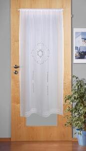 Home Wohnideen Záclona vitrážová, vyšívaná s čipkou, ľanová štruktúra, Rokaj, Biela Rozmer textilu: 100 cm (V), 60 cm (Š)