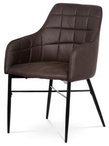 Moderná jedálenská stolička, poťah hnedá látka v dekore vintage kože (a-9990 hnedá)