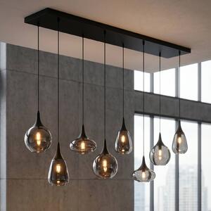 Trio Lighting Závesné svietidlo Lumina, 8 svetiel, čierna/chróm, sklo, Čierna, Obývacia izba / jedáleň, Sklo, Závesné svietidlo