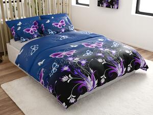 Mikroplyšové obliečky VIOLET BUTTERFLY tmavomodré Rozmer obliečky: 70 x 90 cm | 140 x 220 cm