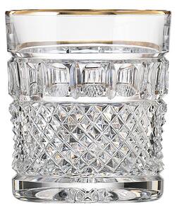 Bohemia Crystal ručne brúsené poháre na whisky Felicie Line Gold 300ml (set po 2ks)
