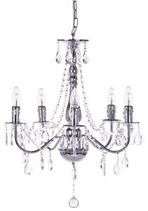 Luster strieborný akrylový krištáľový na 6 žiaroviek osvetlenie glamour štýl obývacia izba jedáleň spálňa