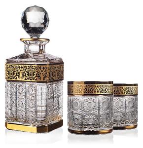 Bohemia Crystal ručne brúsený whisky set Romantic Horizont (1 karafa + 2 whisky poháre)