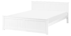 Posteľ biela borovicové drevo MDF 140 x 200 cm s čelom minimalistický škandinávsky štýl spálňa detská izba