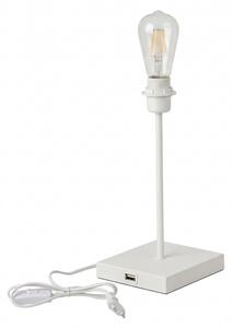 Biela stolná lampa s USB portom 1xE27/15W/230V