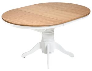 Rozkladací jedálenský stôl svetlý jaseň dyha kaučukové drevo MDF 106/150 cm okrúhly vintage vidiecky štýl