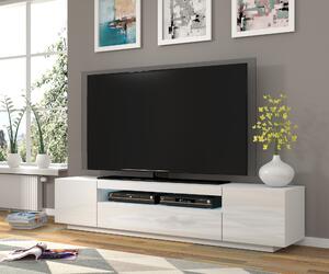 TV stolík AURA 200 | biely - biely lesk Variant: s LED osvetlením