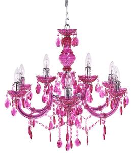 Luster ružový priehľadný krištáľový 6 žiaroviek moderný glamour štýl obývačka jedáleň spálňa
