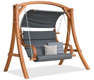 Drevená záhradná hojdačka Bali Garden Point sivá