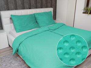 Biante Hrejivé posteľné obliečky Minky 3D bodky MKP-047 Tyrkysovo zelené Jednolôžko 140x200 a 70x90 cm