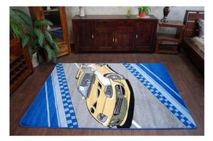 Detský kusový koberec Závodní auto modrý 280x370cm