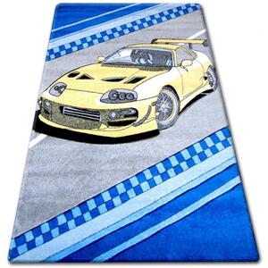 Detský kusový koberec Závodní auto modrý 280x370cm