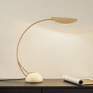 Stolová lampa Lucande Rivera, béžová, kov, kameň, 51 cm, G9