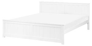 Posteľ biela borovicové drevo MDF 160 x 200 cm s čelom minimalistický škandinávsky štýl spálňa detská izba