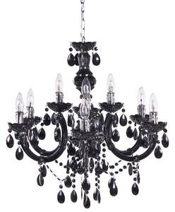 Luster čierny s kryštálmi 155 cm so 6 žiarovkami moderný glamour štýl obývačka jedáleň