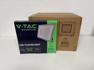 V-TAC Biely LED reflektor 100W, 8+2ks zadarmo, Studená biela 6000 - 6500K